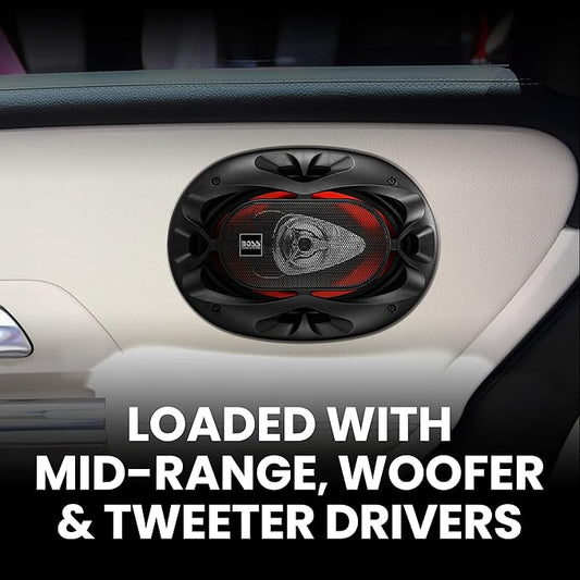 BOSS Audio Systems CH6930 Chaos Series 6 x 9 Inch Car Stereo Door Speakers - 400 Watts Max, 3 Way, Full Range Audio, Tweeters, Coaxial, Sold in Pairs