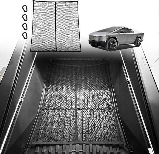 BestEvMod Cargo Mesh Net for Pickup Truck Bed Fit for Tesla Cybertruck 2026 2025 2024 Accessories Mesh Extra Strong Hook Stretchable Trunk Organizer Cargo Net (Whole Bed, Reinforced POM Hooks)