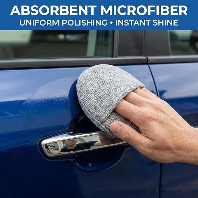 Wax Applicator Pad (15 Pack)，5 Inch Microfiber Wax Applicator Pads，Washable Reusable Car Wax Applicator Buffing Pads for Car Cleaning, Polishing and Detailing（10 Blue and 5 Gray）