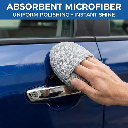 Wax Applicator Pad (15 Pack)，5 Inch Microfiber Wax Applicator Pads，Washable Reusable Car Wax Applicator Buffing Pads for Car Cleaning, Polishing and Detailing（10 Blue and 5 Gray）