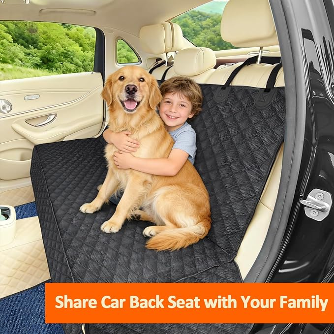 Dog Car Seat Cover for Back Seat, Waterproof Non-Slip Car Seat Covers Protector Scratchproof, Pet Bench Seat Covers for Cars, Trucks, Large Sedan, Large SUV (56" W*52" L)