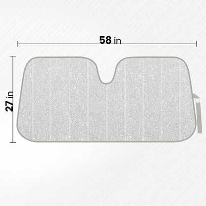 BDK Silver Glitter Car Windshield Sun Shade - Car Sun Visor Sun Shade for Windshield - Window Shades for SUV & Truck - Dash Cover Sun Protection Window Shade Accessories - 57" x 27"