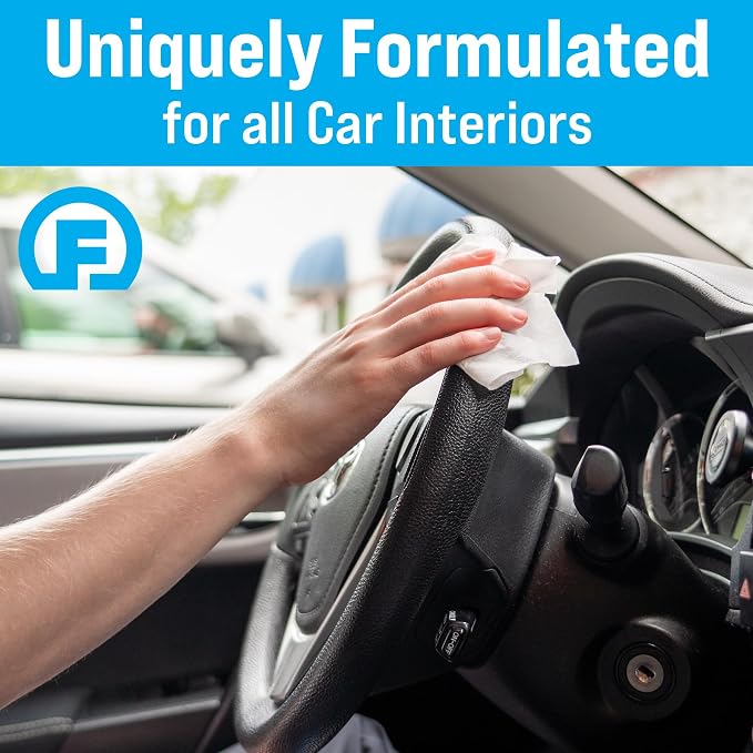 Fortress Car Interior Wipes (25 ct, Pack of 24) for Car Interior Cleaning, Dashboard, Seats, Detailing, and Steering Wheel [Travel Size] Skin-Safe Car Interior Cleaner Supplies