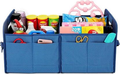AOKJOY Car Trunk Organizer Car Storage Organizer Collapsible Multi Compartment Car Organizer Adjustable Straps Car Organizer for SUV(Slate Blue)