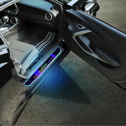 Custom LED Door Sill Lights with Logo Text - RGB LED Welcome Lights for Car (Color01)