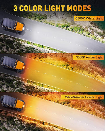 NAOEVO 12 Inch LED Light Bar, 300W 30000LM LED Offroad Fog/Driving Lights with 2 Leads Wiring Harness, Spot & Flood Combo, Work for Truck Boat UTV ATV, 1 Pc (White/Amber/White&Amber)