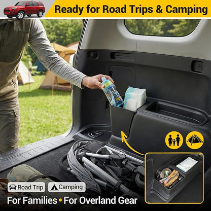 Rear Trunk Organizer for 2010-2024 Toyota 4Runner 5-Seat 2nd Row Accessories, Storage Bin Trunk Side Storage Box Cargo Tray for 10-24 4 Runner(Left Side,Not for 7-Seat)