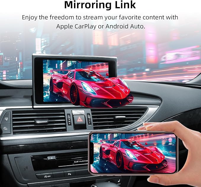 CarPlay Android Auto Adapter Decoder Retrofit Kit Fits Audi 2010-2015 A6 & A7 with MMI 3G System, Supports Wireless CarPlay&Android Auto/Voice Control/Mirror Link/Camera/USB Drive/Navigation