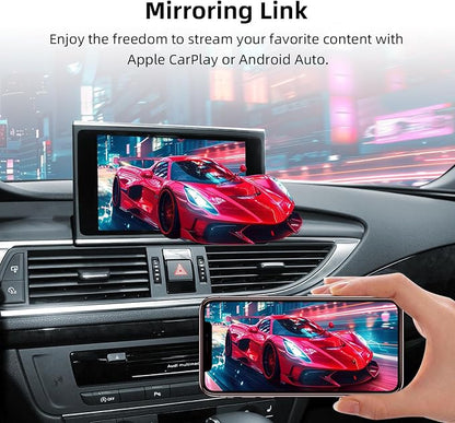 CarPlay Android Auto Adapter Decoder Retrofit Kit Fits Audi 2010-2015 A6 & A7 with MMI 3G System, Supports Wireless CarPlay&Android Auto/Voice Control/Mirror Link/Camera/USB Drive/Navigation