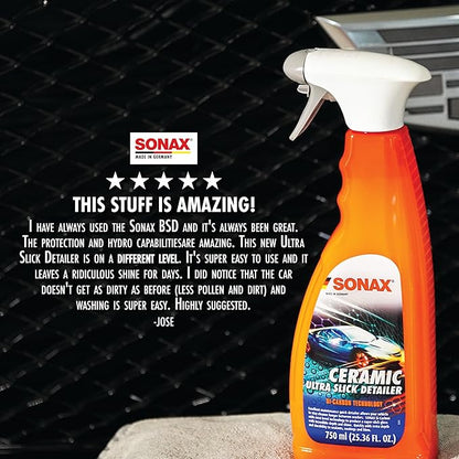 SONAX Ceramic Ultra Slick Detailer | Ceramic Quick Spray Detailer | Si Carbon Ceramic | Durable High Shine Detailer | Slick to the Touch Detailer | Waterless Wash | 750ml | 25.4 fl. Oz. | 268400