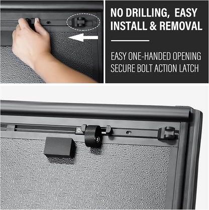 Low Profile Hard Folding Aluminum Truck Bed Tonneau Cover Compatible with 2022-2026 Toyota Tundra 5' 6" Bed w/OE Rail System (66.7"), Quad-Fold Style