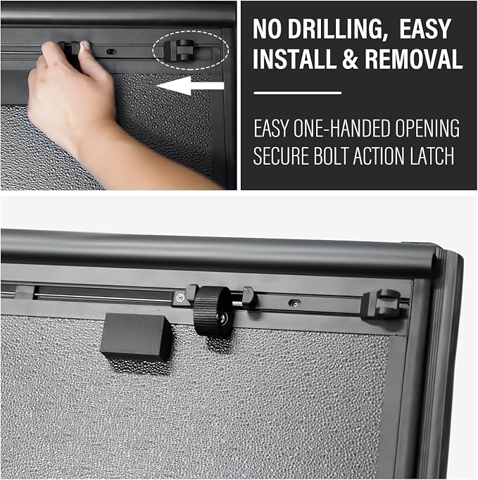 Low Profile Hard Folding Aluminum Truck Bed Tonneau Cover Compatible with 2009-2018 Dodge Ram 1500 6'4" Bed Without Ram Box (76.3), Quad-Fold Style