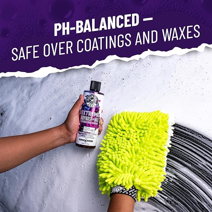 Chemical Guys Extreme Bodywash & Wax Foaming Car Wash Soap - Soap for Foam Cannons, Foam Guns, or Bucket Washes for Cars, Trucks, Motorcycles, RVs, and More, Grape Scent - 64 oz (Half Gallon)