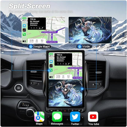 12.95" T-Style Car Radio Upgrade for 2019-2023 Dodge Ram (1500 2500 3500 4500 5500) Rearview Camera Adapter