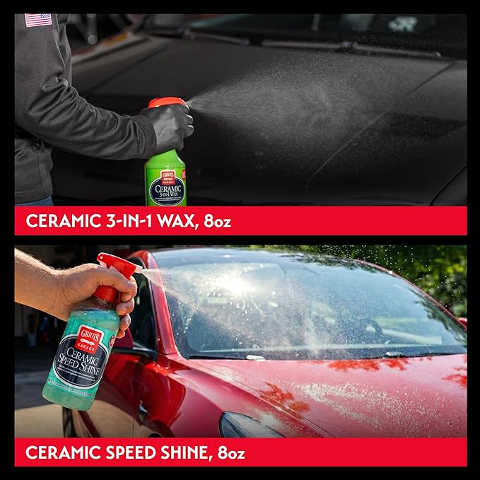 Griot's Garage Ultimate Ceramic Detail Kit for Car Detailing, Includes 8oz Bottles of Ceramic 3-in-1 Wax, Speed Shine Detailer, Tire Dressing, Glass Cleaner, and Vinyl and Rubber Protectant, 11606