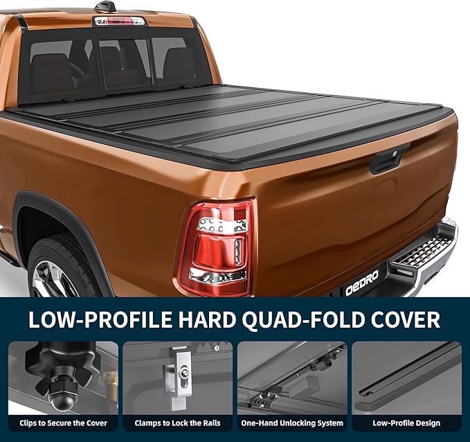 OEDRO Hard Quad-Fold Low-Profile Tonneau Cover Fit for Chevy Silverado/GMC Sierra 2500HD 3500HD 2020-2026 with 6.9ft Bed Without Multi-Flex Tailgate