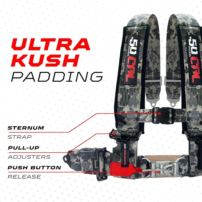 1pc 4 Point Harness for Bucket Seat, Push Release, 10 Color Options, Racing Harness, Race Car, Off Road, UTV, RZR [6008A7]