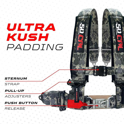1pc 4 Point Harness for Bucket Seat, Push Release, 10 Color Options, Racing Harness, Race Car, Off Road, UTV, RZR [6008A7]