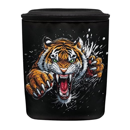 Cool Tiger Print Trash Can for Car Leakproof Garbage with Lid and Zipper Trash Bin Hanging Back of Seat Auto Interior Accessories Universal Fit Most Truck SUV Van