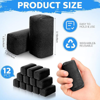 Riakrum 12 Pack Microfiber Applicator Pads Suede Car Detailing Sponge Ceramic Coating Applicator Pads Coating Sponge for Cars Graphene Metal Plastic Trim Ceramic Spray Applying Wax (Black)