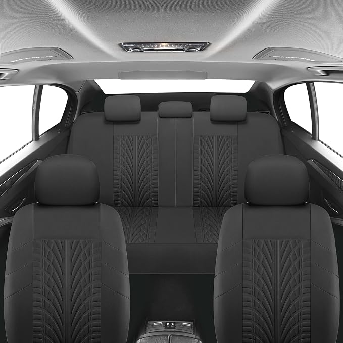 VarCozy Car Seat Covers Full Set, Front & Split Rear Bench for Car, Universal Cloth SUV, Sedan, Van, Automotive Interior Covers, Airbag Compatible