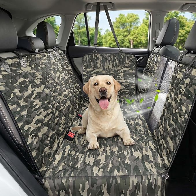 Dog Car Seat Cover, 600D Heavy Dute Durable Car Seat Cover for Dogs Pets, 100% Waterproof Scratch Proof Nonslip Dog Hammock for Cars, Seat Covers Protector with SeatBelt for Pet Sedan SUV Trucks