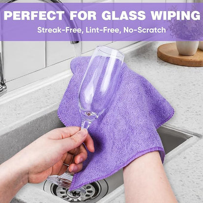 TEAWOO 10 Colors Microfiber Cleaning Cloths, 50 Pack Assorted Cleaning Rags, Highly Absorbent Microfiber Towels for Car, Kitchen, Bathroom and Household Cleaning, 11.8"X11.8"