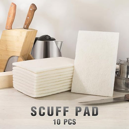 S SATC 6" x 9" White Light Duty General Purpose Scuff Pads,10 Pack Automotive Pads for Scuffing,Scouring,Sanding,Paint Primer Prep Adhesion Scratch for Woodworking,Automotive Restoration