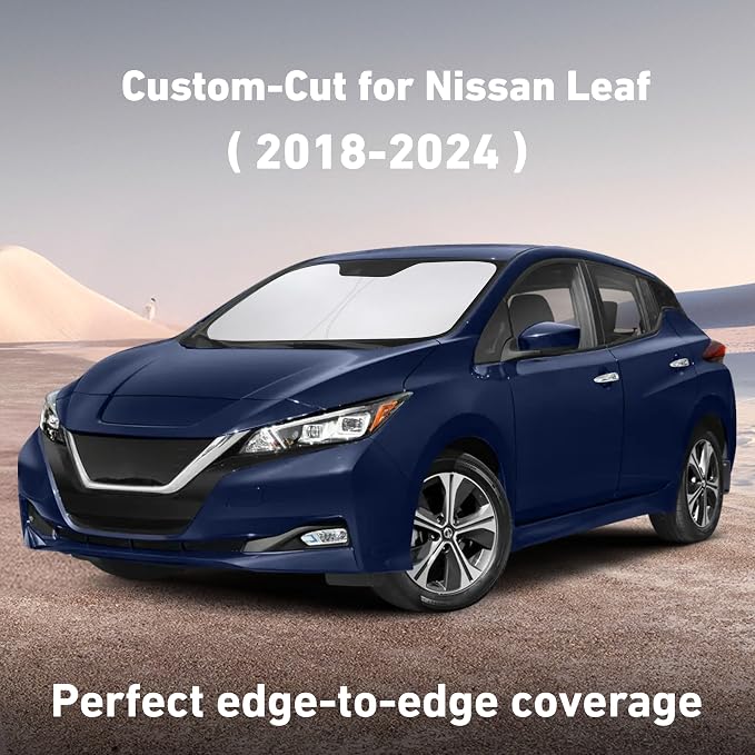 EcoNour Windshield Sunshade Compatible for Nissan Leaf 2018-2023 2024 2025, Sun Visor for Front Windshield & Window Sun Shade Cover, UV Heat Blocker & Protector, Car Accessories