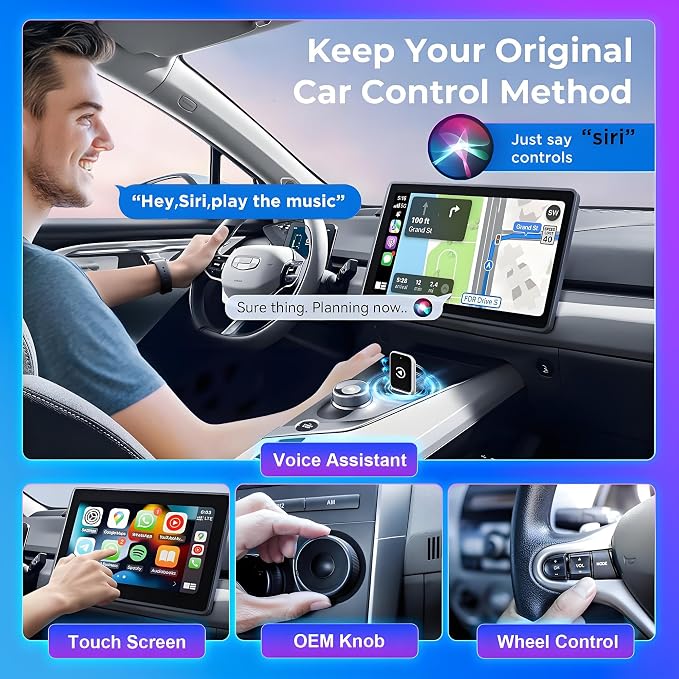 Wireless CarPlay Adapter for iPhone, Convert Wired to Wireless Apple CarPlay Adapter, Plug & Play, No Delay & Stable Control, Mini Size, USB & USB-C/Type-C for Cars 2016+ iOS10+ (Silver)