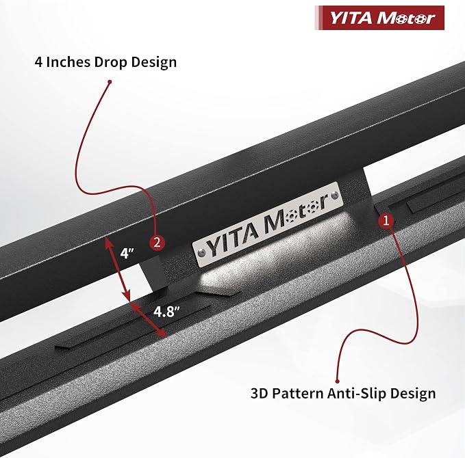 YITAMOTOR Drop Side Steps Compatible with 2019-2026 Chevy Silverado/GMC Sierra 1500, 2020-2026 Silverado/Sierra 2500HD 3500HD Crew Cab, Off-Road Running Boards, Black Powder Coated Nerf Bars
