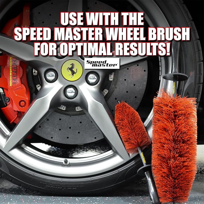 Speed Master Wheel Brush (Speed Master Mini) | Easy Cleaning for Narrow Wheel Spokes, Grills, and Engine Bays | Memory Foam Bristles | Safe on All Wheel Types