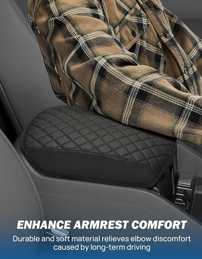 JOYTUTUS Center Console Cover Compatible with 2009-2015 Pilot, Leather Arm Rest Armrest Cover for Car, Durable Middle Console Cover Lid Replacement for Trucks, Easy to Install, Black