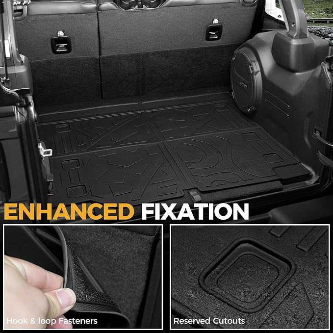 Floor Mats for Jeep Wrangler JL Gas 2018-2025 2026, All Weather Floor Mats Trunk Cargo Liner and Door Sill Guards Accessories (Fit 4-Door Unlimitied)