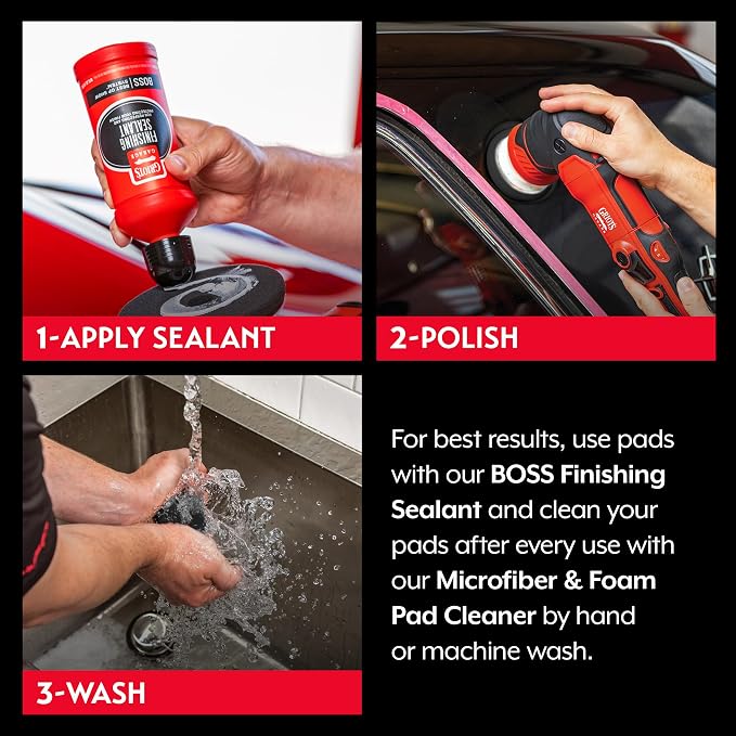 Griot's Garage BOSS 3” Finishing Foam Pads for Car Polishing and Detailing, Buffing Pads for Light Scratch Removal, Auto Wax, and Sealant Application, Set of 3