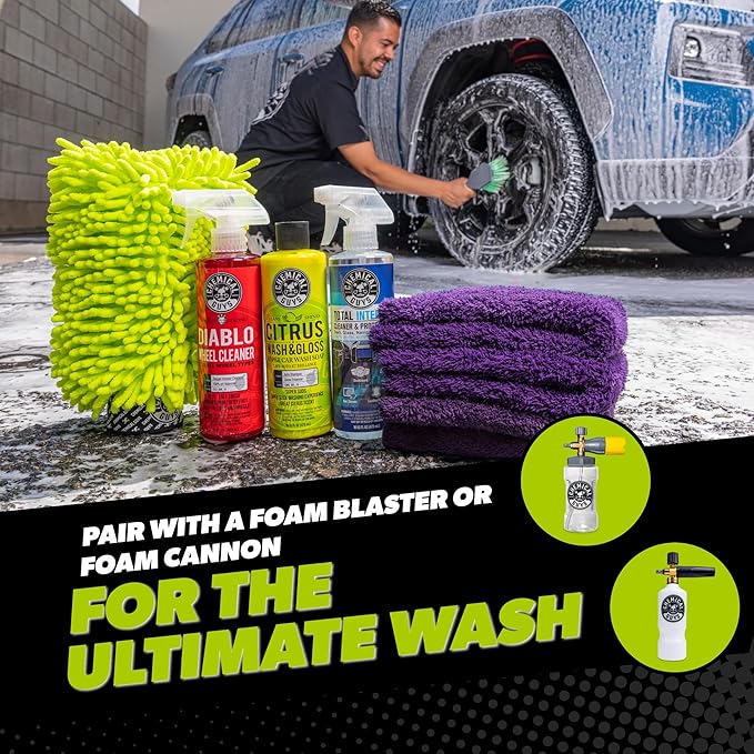 Chemical Guys Car Wash And Interior Detailing Kit With Storage Bag Car Wash Soap, Wheel Cleaner, Interior Spray, Microfiber Towels And Wash Mitt