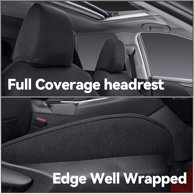 Coverdream Tacoma Polyester Seat Covers Full Set for 2024-2026 Toyota Tacoma Double/Crew Cab SR,SR5,TRD Sport,TRD Off-Road,Limited Pickup,Fully Covered Breathable Car Seat Protector Black Seat Cushion
