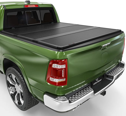 YITAMOTOR FRP Hard Tri-Fold Truck Bed Tonneau Cover Compatible with Dodge Ram 1500 2009-2024 (19-24 Classic ONLY), 5.7 ft Bed Without Rambox