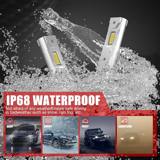 Bulb, 26000LM Super Bright 6500K 800% Brighter Bulbs with Turbo Fan, IP68 Waterproof, Plug-N-Play (H1)