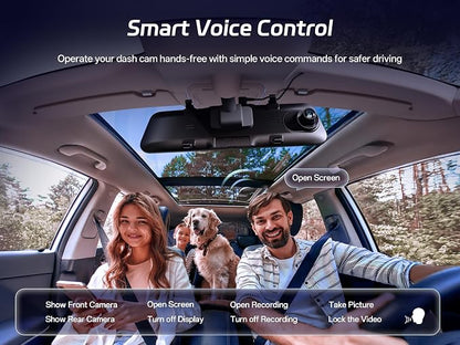 Pelsee S12 Pro Mirror Dash Cam with STARVIS 2 Sensor, Rear View Mirror Camera 5.8GHz WiFi, 4K Front and 1080P Rear Backup Camera for Car, ADAS, Voice Control, Color Night Vision, 64G Meomory Card
