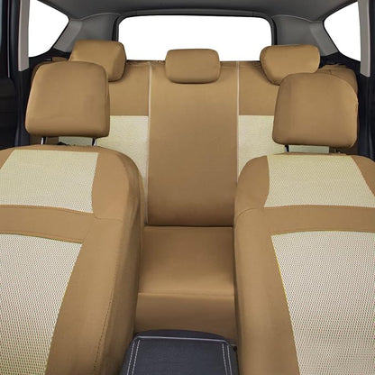 CAR PASS Seat Cover Full Sets, 3D Air Mesh Car Seat Cover with 5mm Composite Sponge Inside,Airbag Compatible Universal Fit for SUV,Vans,sedans, Trucks, Automotive Interior Covers (Pure Beige)