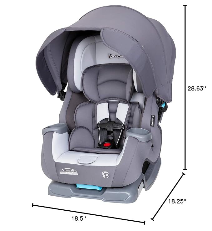 Baby Trend Cover Me™ 4-in-1 Convertible Car Seat, Vespa – Built-in Canopy, 4-Stage Growth System, Plush Comfort Padding, Multi-Position Recline