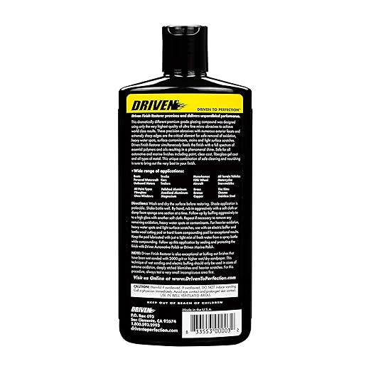 DRIVEN Finish Restorer for All Paint Types, Clear Coat, Fiberglass Gel Coat, Tire Rims & More - Safely Removes Medium to Heavy Oxidation, Water Spots, Light Surface Scratches - for Automobiles, Boats