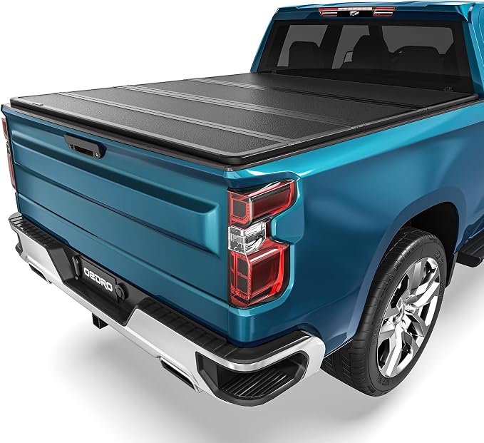 OEDRO Quad Fold Hard Truck Bed Tonneau Cover Fit for Chevy Silverado 2500 3500 & GMC Sierra 2500 3500HD 2020 2021 2022 2023 2024 2025 2026 with 6.9ft Bed w/o Multi-Flex Tailgate, Black
