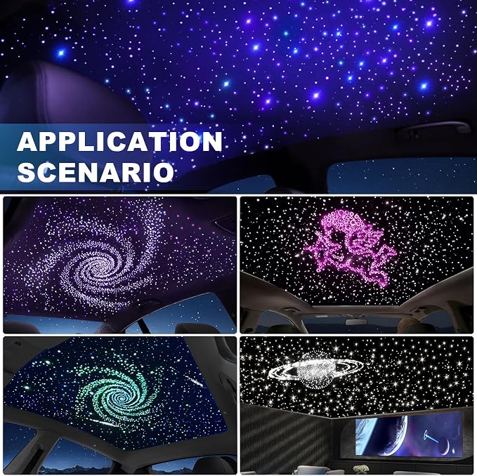 Twinkle Car Starlight Headliner Kit, RGBW 16W 200pcs*0.03in*9.8ft Fiber Optic Star Roof Lights with APP& Remote Controlled, Sound Activated Ceiling Star Lights for Home/Car Decor