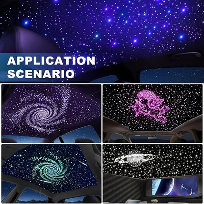 Twinkle Car Starlight Headliner Kit, RGBW 16W 200pcs*0.03in*9.8ft Fiber Optic Star Roof Lights with APP& Remote Controlled, Sound Activated Ceiling Star Lights for Home/Car Decor