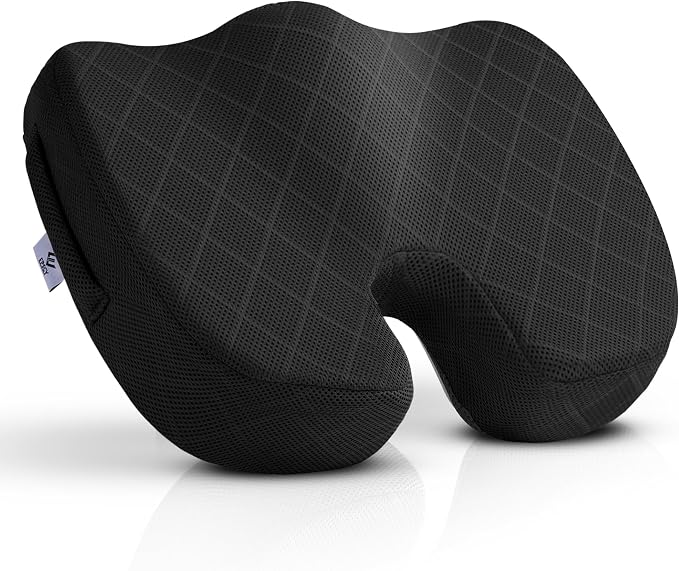 EPSCY Memory Foam U-Shaped Cushion for Coccyx, Hemorrhoid, Sciatica & Tailbone Pain Relief - Pressure Reducing Seat Cushion with Removable Cover - Postpartum Pillow for Office Chair, Wheelchair, Black