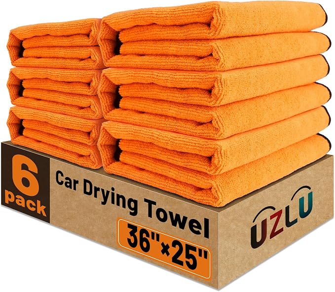 6PCS Microfiber Towels for Cars 36x25 Inch Microfiber Cleaning Cloths Bulk Soft Car Detailng Towel Cloths 450 GSM Detailing Buffing Quick Drying Towel Polishing Waxing Auto Detailing Towel Cloth