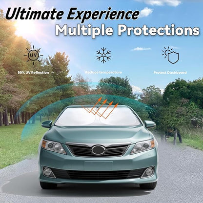 Windshield Sun Shade for 2007-2011 Toyota Camry, Car Front Window Sunshade with 240T Sun Visor Protector Blocks UV Rays Heat Sun Shield Accessories