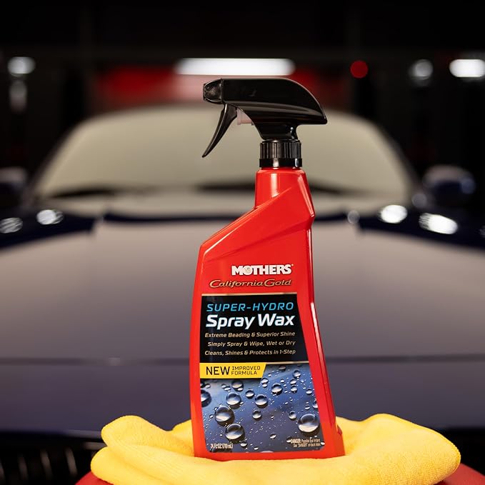 Mothers California Gold Super-Hydro Spray Wax, 24 oz. – Just Waxed Brilliance & Beading, Cleans, Shines & Protects in 1-Step, Use Dry or Wet as a Drying Aid or Over Existing Wax or Coating (05724)